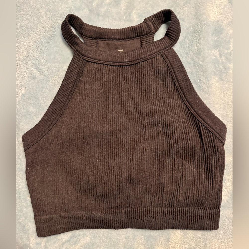 Aerie Black Ribbed Crop Top/ Bralette